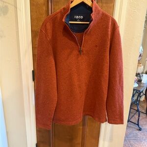 IZOD Men's Zip Up Sweater in Burnt Orange